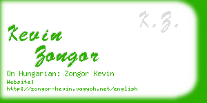 kevin zongor business card